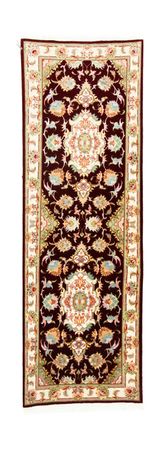 Alfombra de pasillo Alfombra Persa - Tabriz - Real - 227 x 76 cm - rojo oscuro