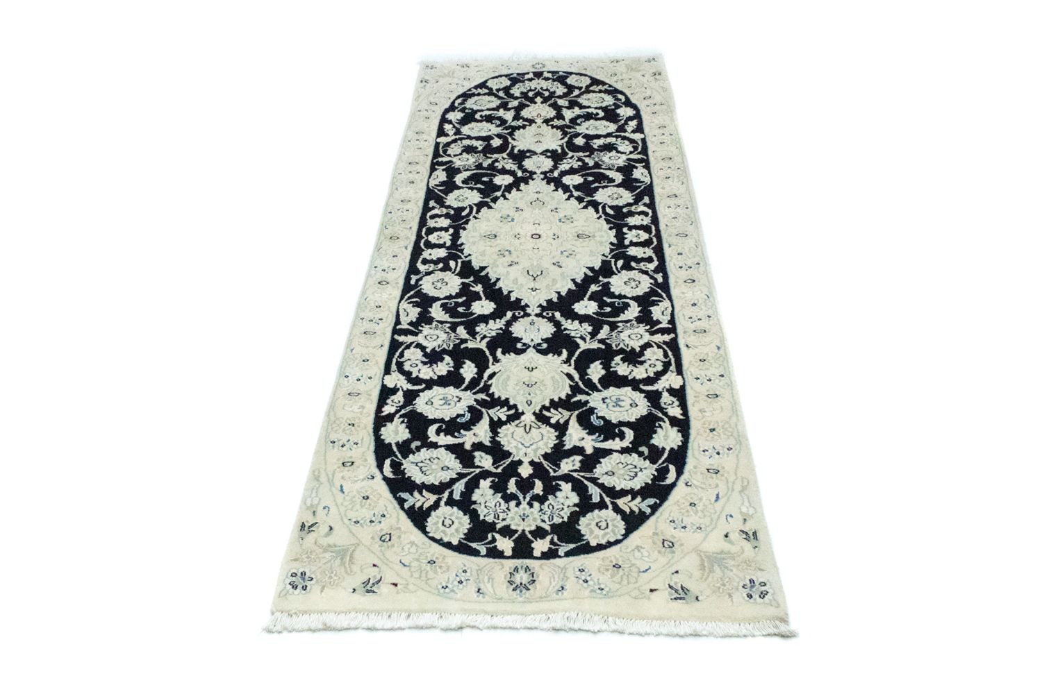 Tapis de couloir Tapis persan - Nain - 203 x 70 cm - bleu foncé