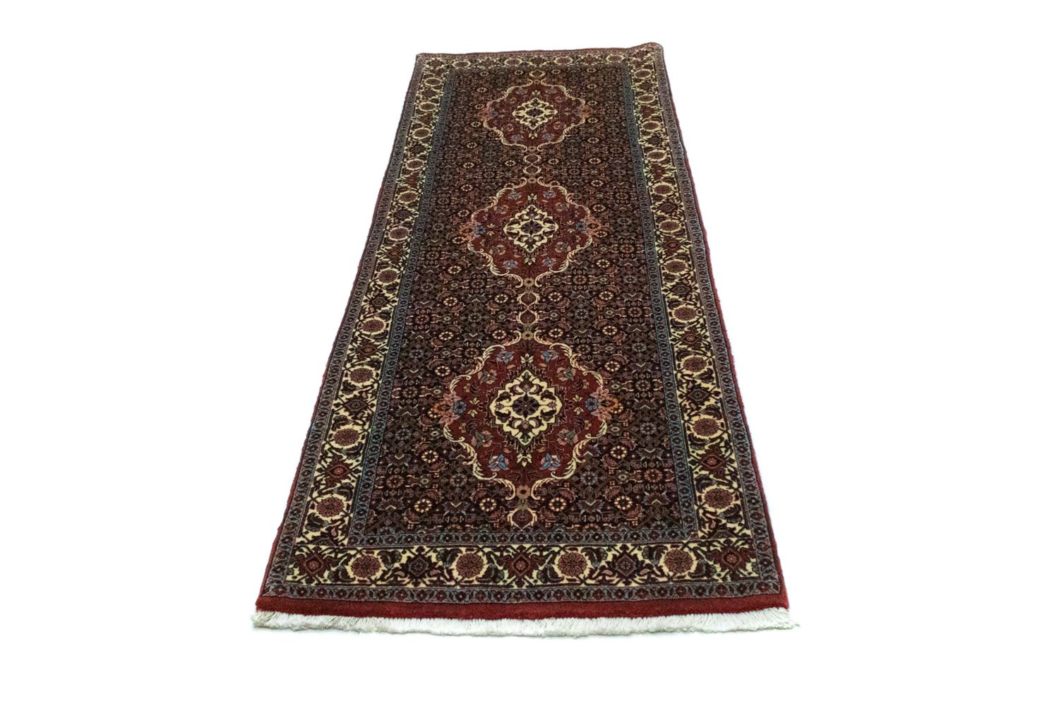 Tapis de couloir Tapis persan - Bidjar - 215 x 73 cm - bleu