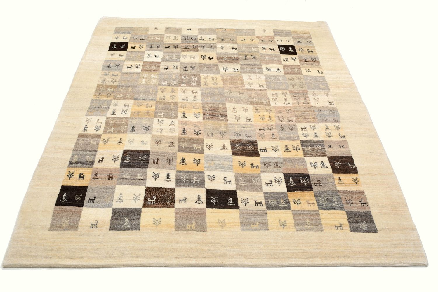 Alfombra Gabbeh - Loribaft Persa - 191 x 154 cm - marrón claro