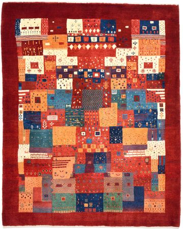 Alfombra Gabbeh - Loribaft Persa - 201 x 154 cm - rojo