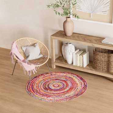 Tappeto Sisal - ML-Indigostripy - rotondo