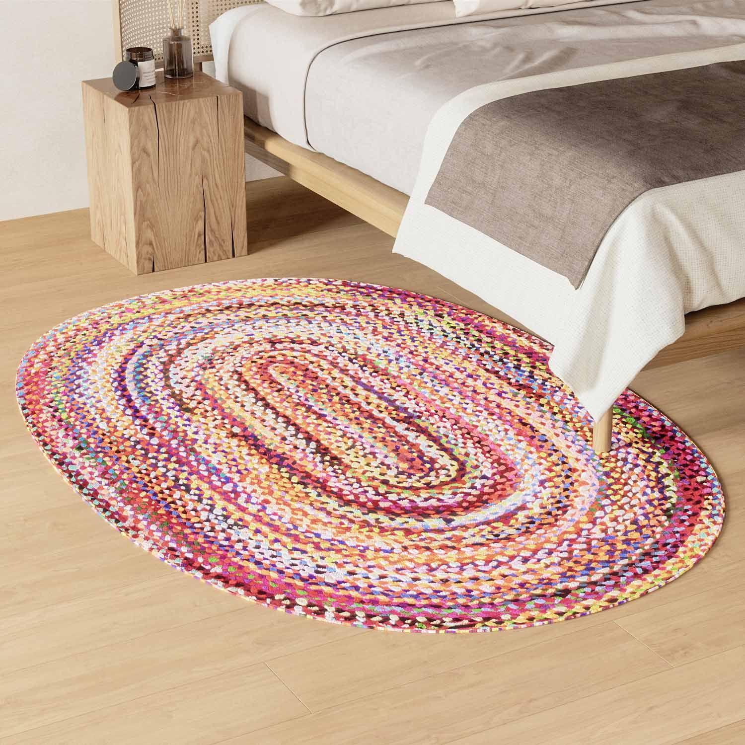 Alfombra de sisal - ML-Indigostripy - oval