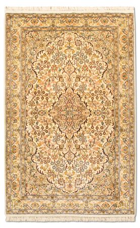 Zijden tapijt - Kashmir Silk - 153 x 94 cm - beige