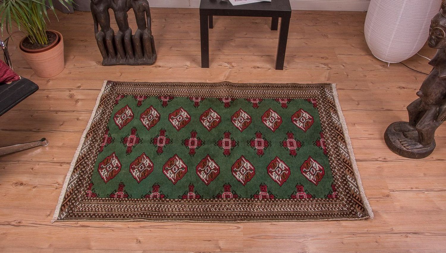 Tapis Turkaman - 143 x 99 cm - vert