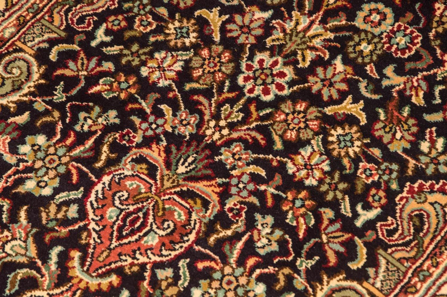 Jedwabny dywan - Kashmir Silk - 94 x 60 cm - ciemnoniebieski