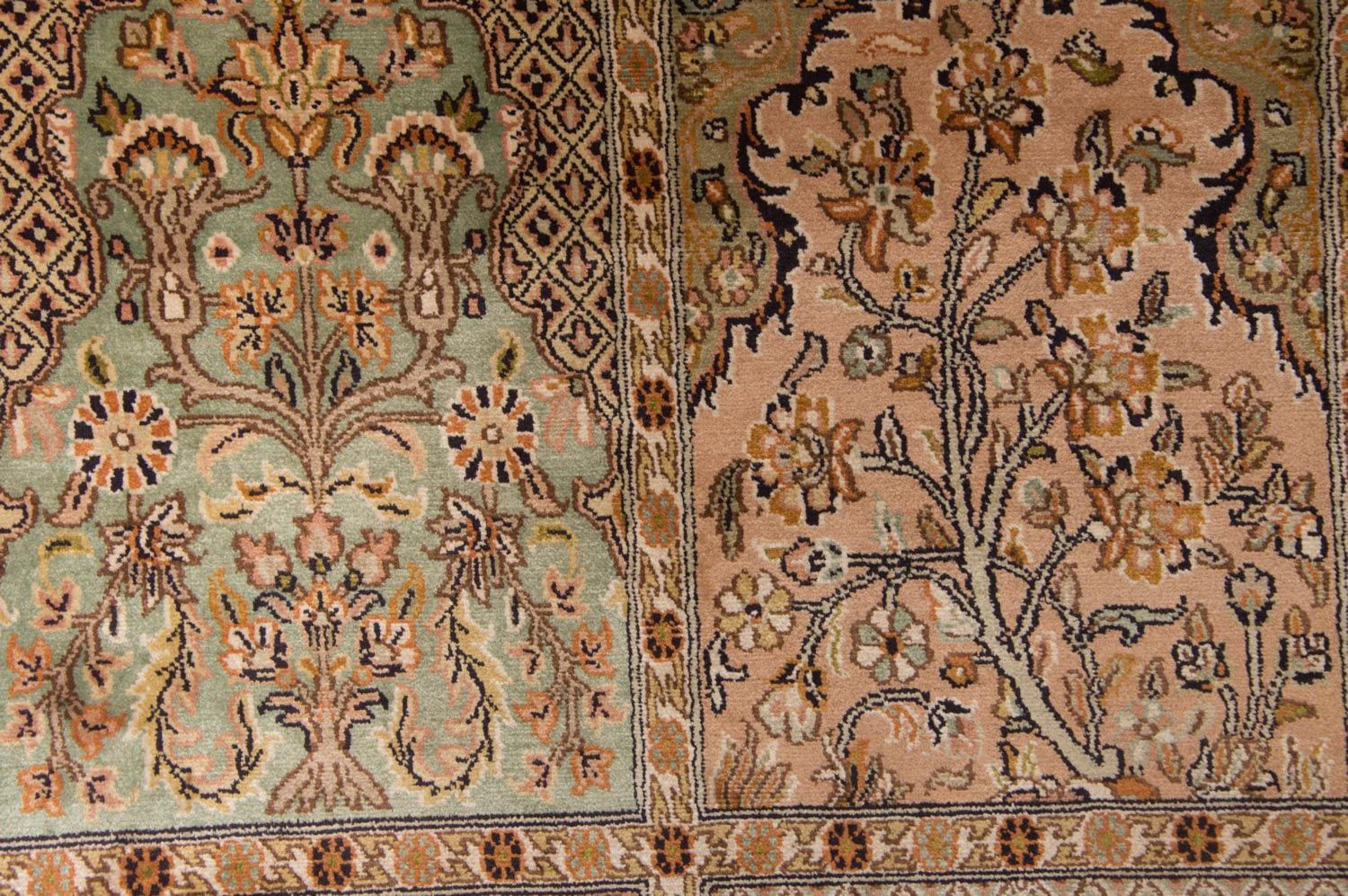 Tappeto corsia Tappeto di seta - Seta del Kashmir - 316 x 77 cm - multicolore