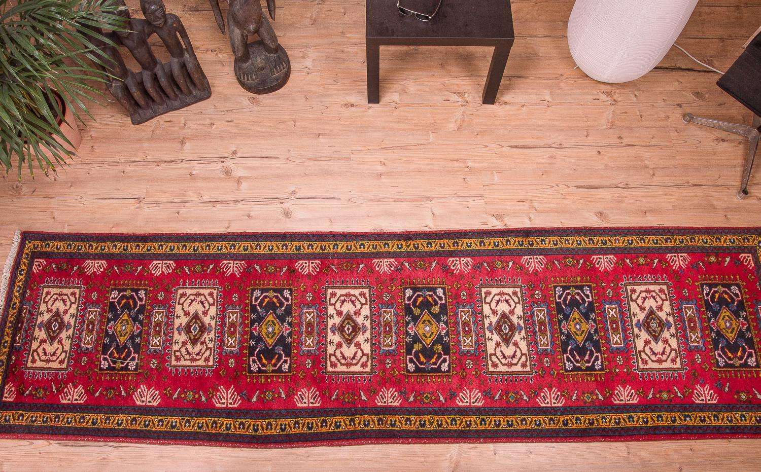 Tapis de couloir Tapis persan - Nomadic - 308 x 83 cm - rouge