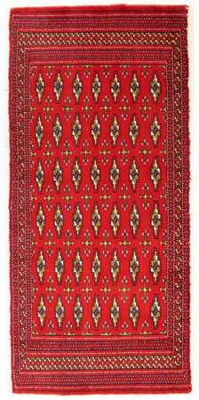 Loper Turkaman tapijt - 100 x 50 cm - rood