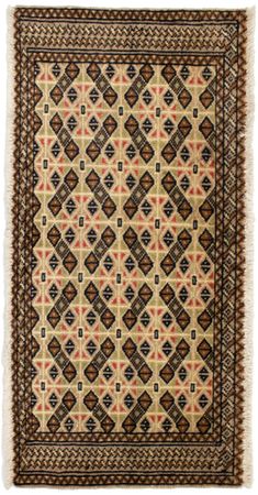 Løper Turkaman teppe - 100 x 50 cm - beige