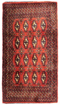 Loper Turkaman tapijt - 100 x 50 cm - rood