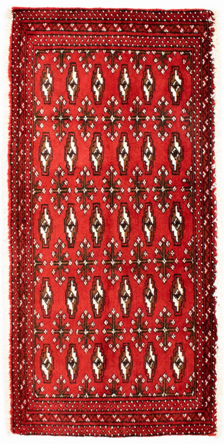 Loper Turkaman tapijt - 100 x 50 cm - rood