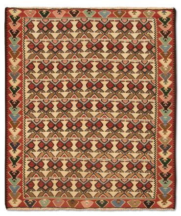 Kelim tapijt - Oud - 143 x 119 cm - beige