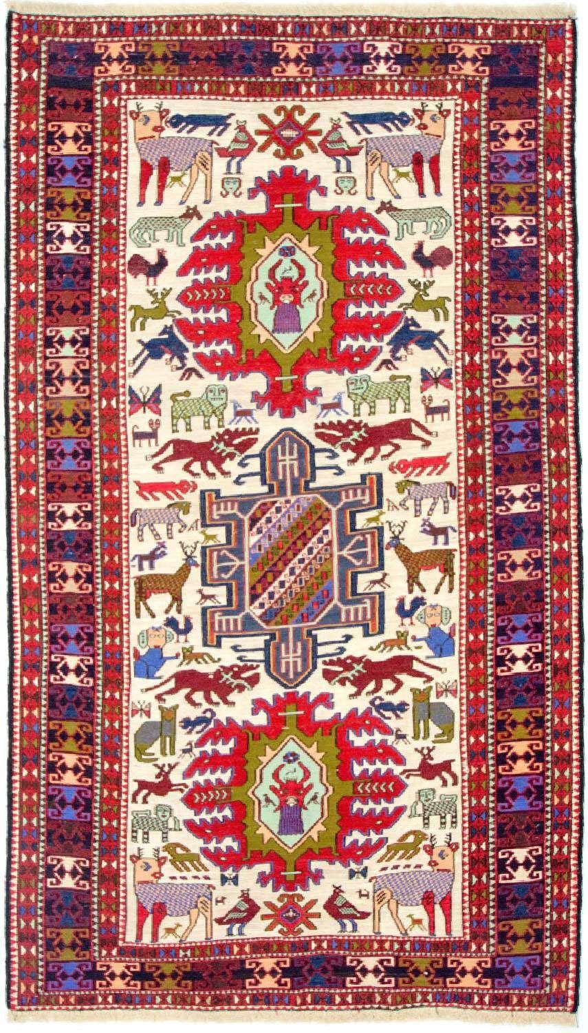 Dywan Kelim - Orientalny - 212 x 118 cm - beżowy