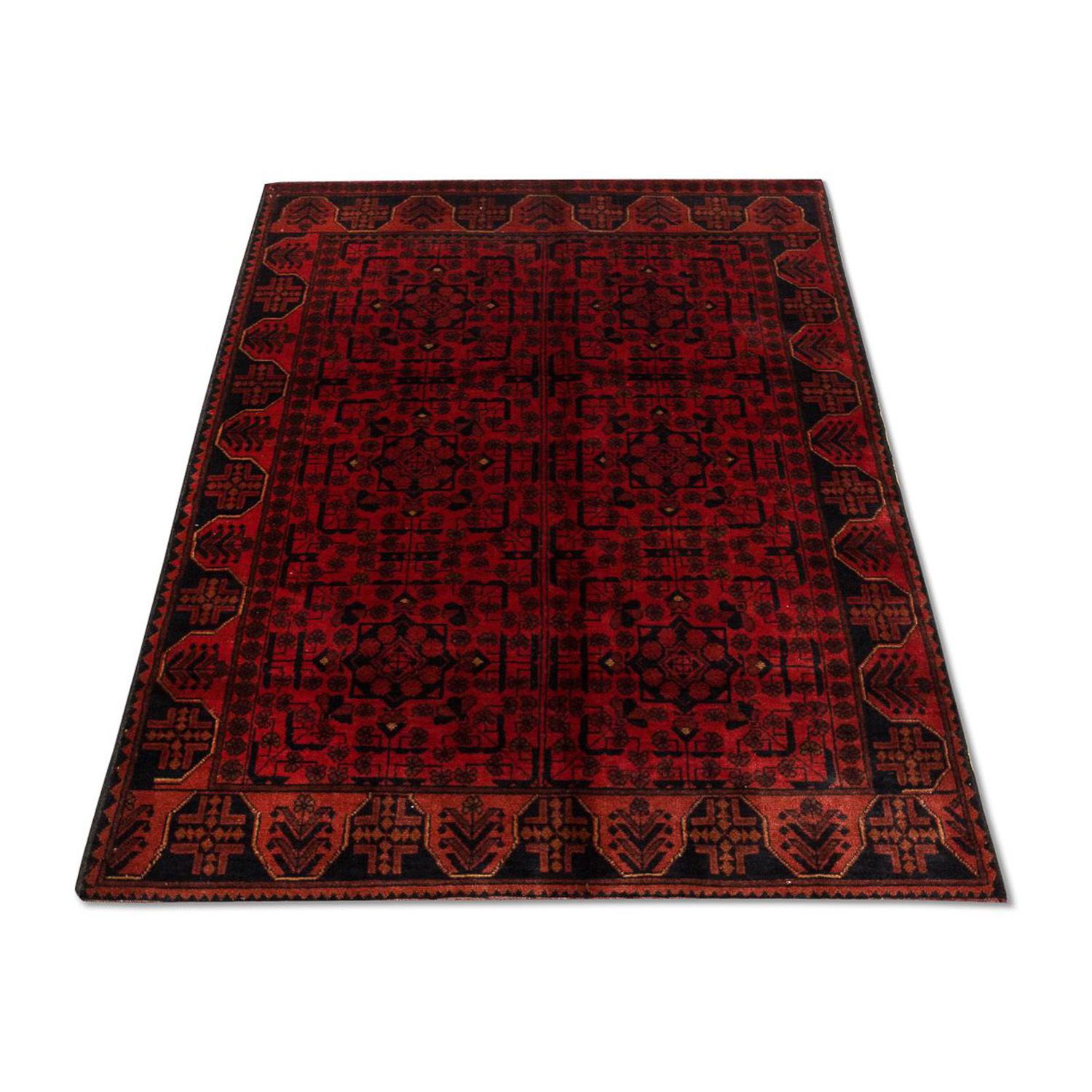 Alfombra afgana - Kunduz - 189 x 116 cm - rojo