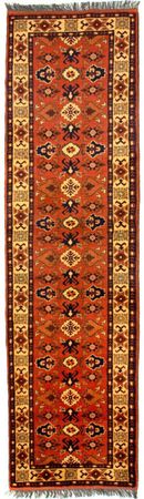 Tapis de couloir Tapis afghan - Hatschlu - 305 x 84 cm - orange