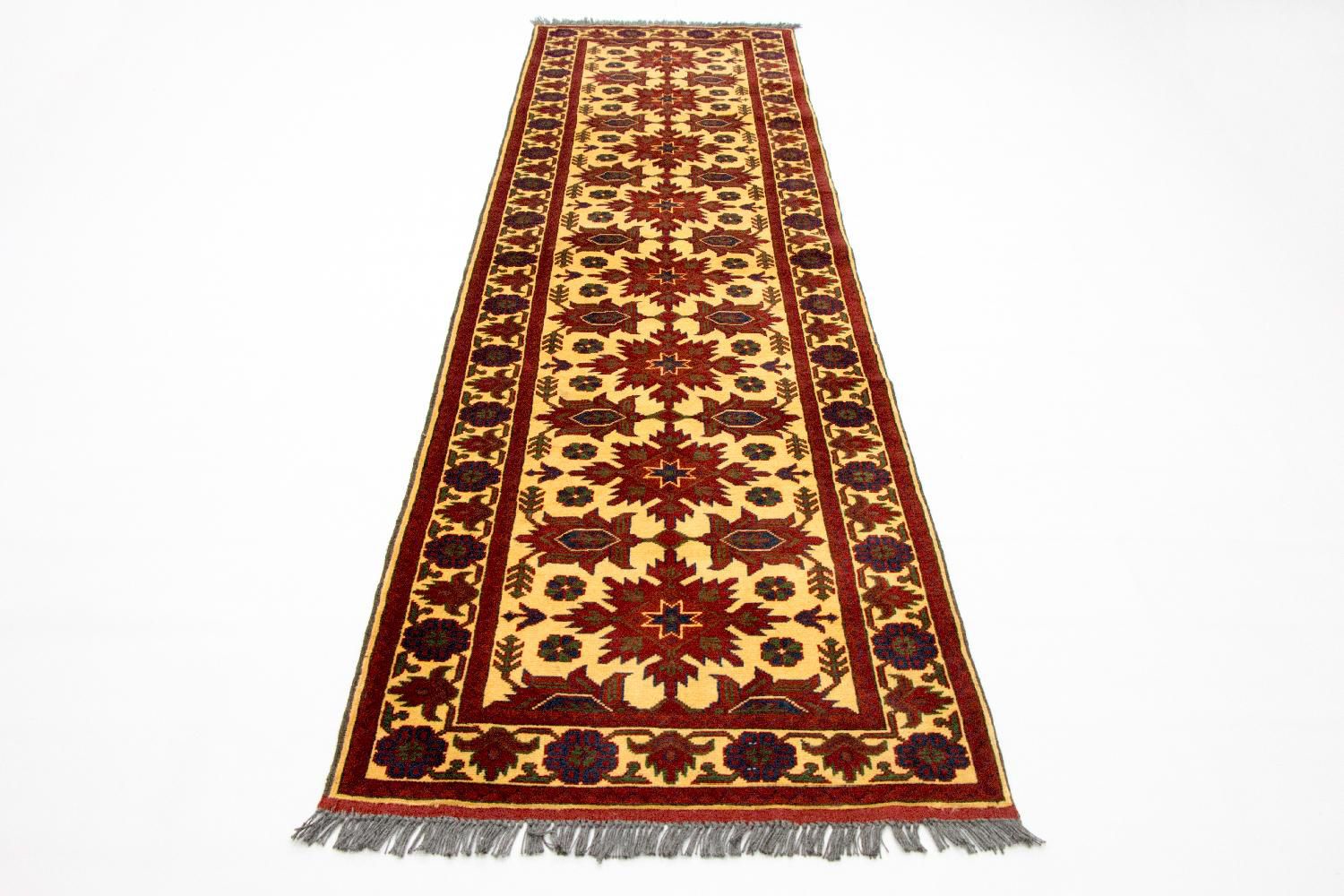 Loper Afghaans tapijt - Hatshlu - 304 x 80 cm - rood