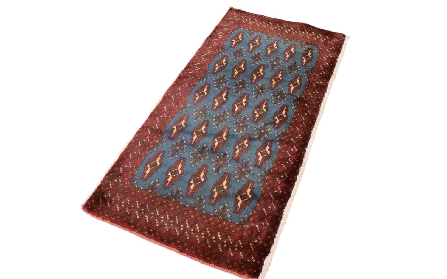 Turkaman tapijt - 130 x 60 cm - blauw