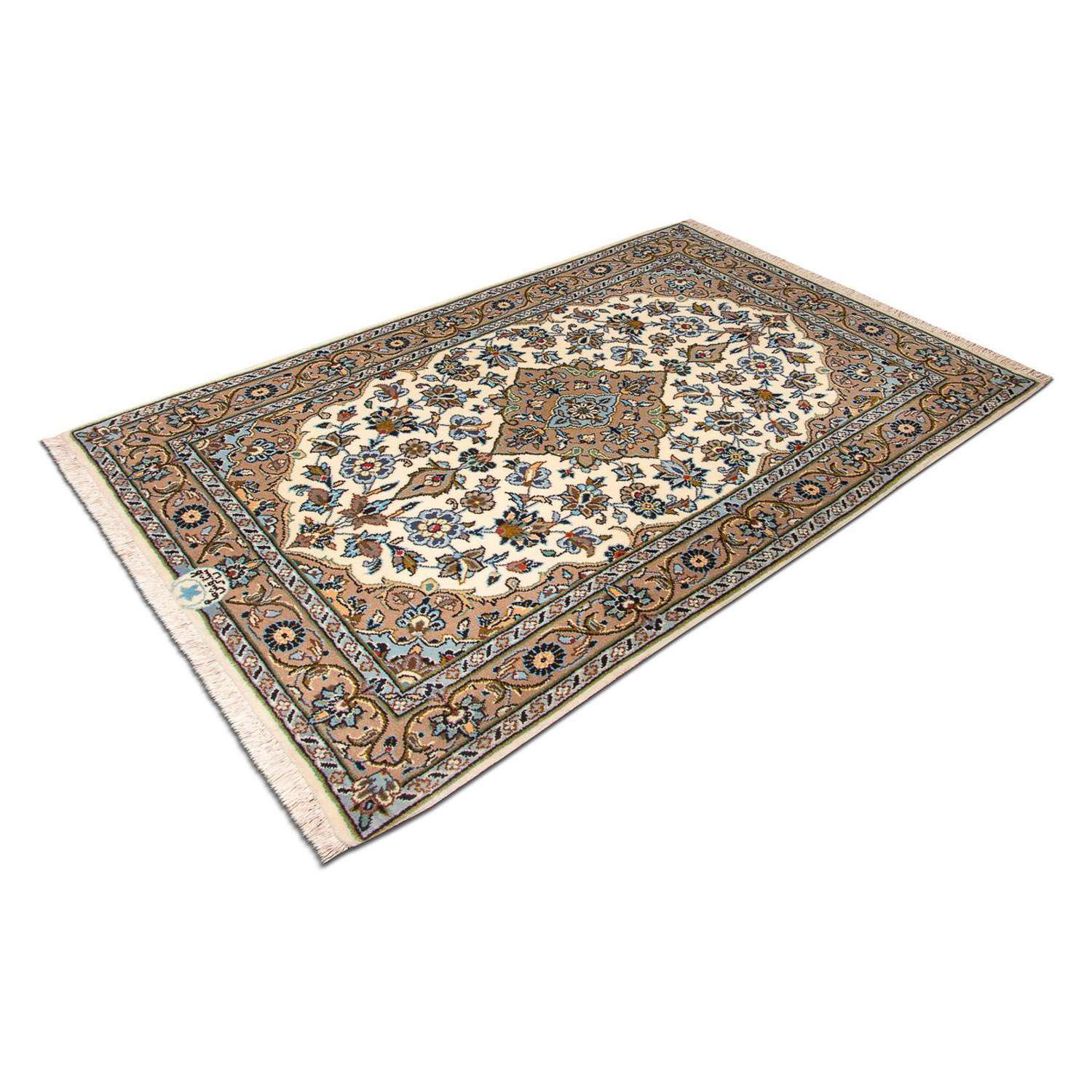 Perský koberec - Keshan - 125 x 79 cm - béžová