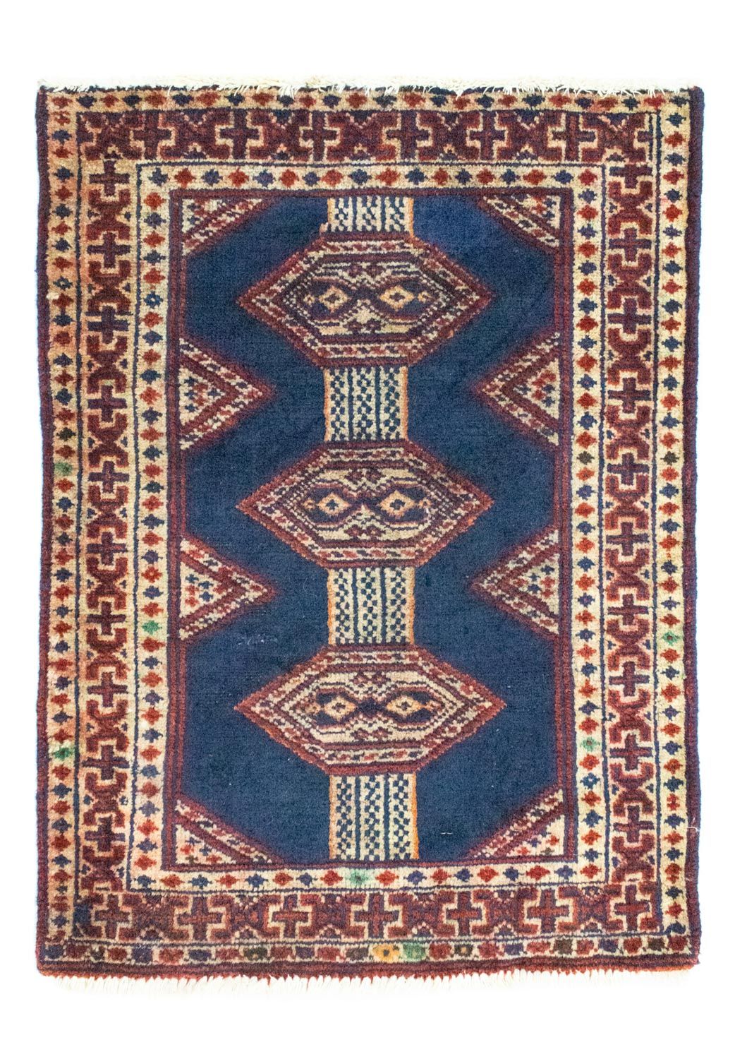 Turkaman-tæppe - 83 x 63 cm - blå