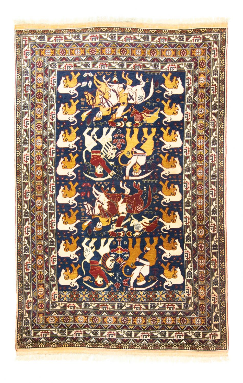 Tapis afghan - 195 x 128 cm - bleu