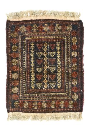 Afghan Teppich 70 x 57 cm, Schurwollteppich,  Teppich Quadratisch, Fußmatte