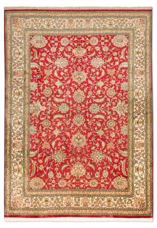 Tapis en soie - Soie du Cachemire - 214 x 150 cm - rouge