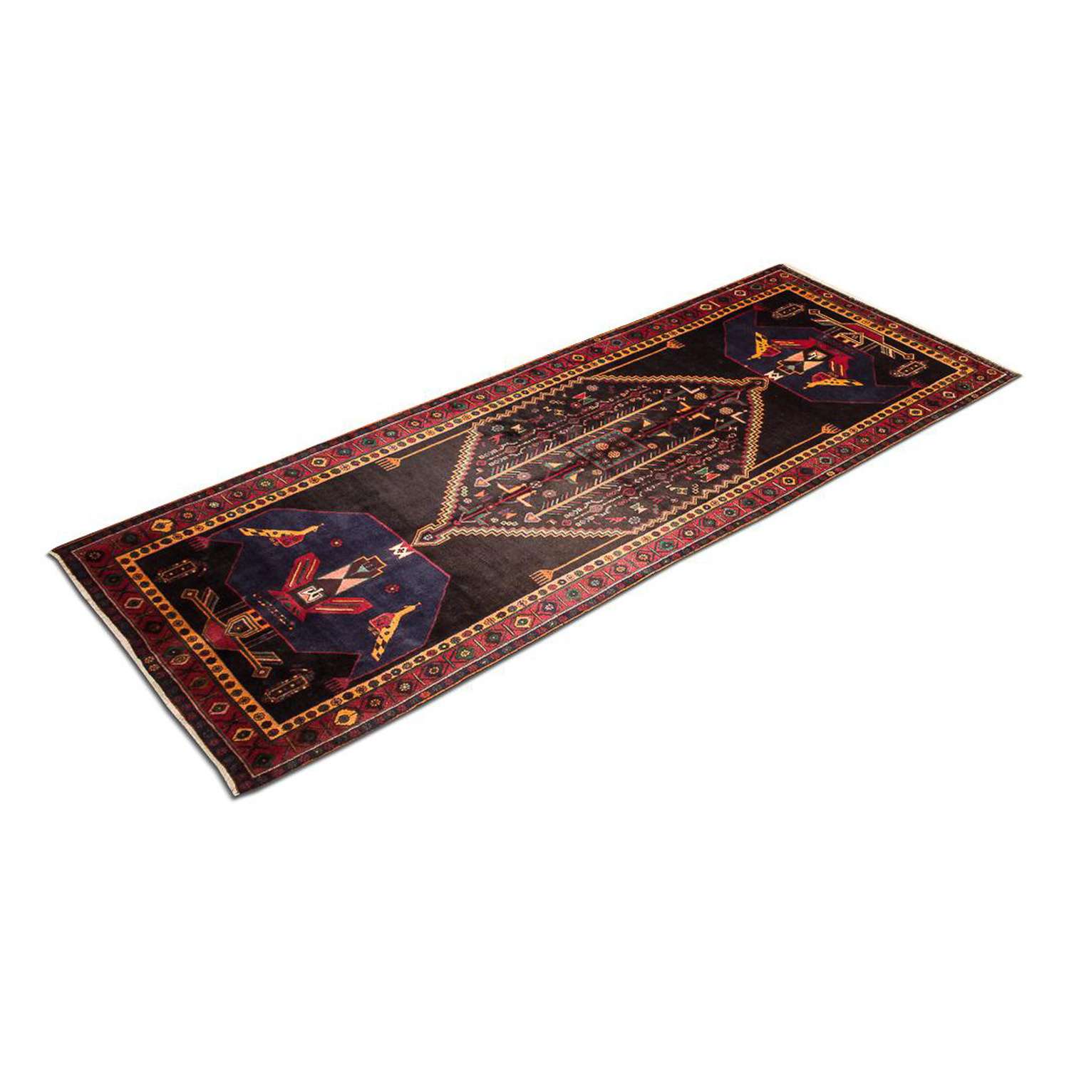 Biegacz Perski dywan - Nomadyczny - 411 x 143 cm - ciemnoniebieski