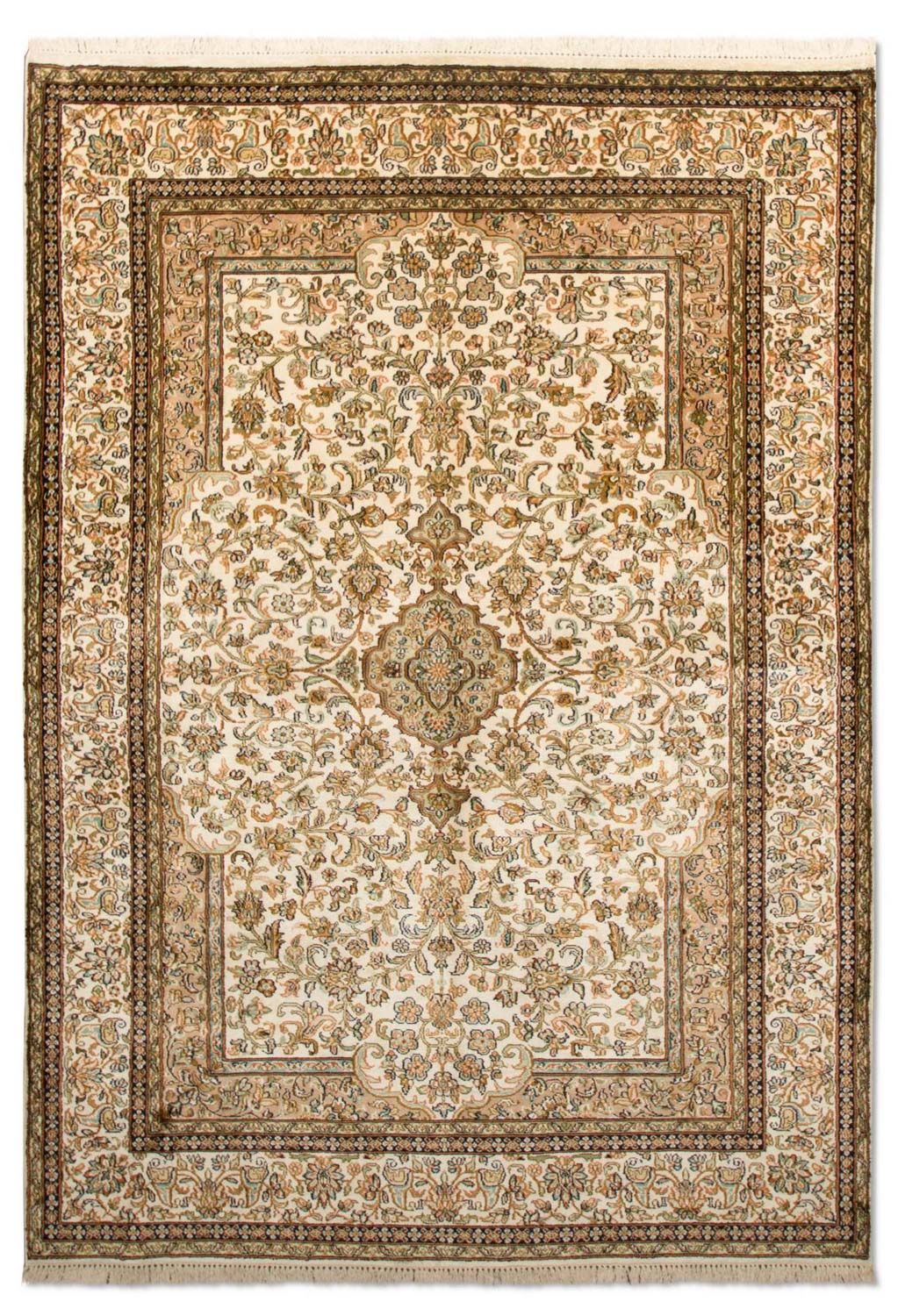 Zijden tapijt - Kashmir Silk - 186 x 126 cm - beige