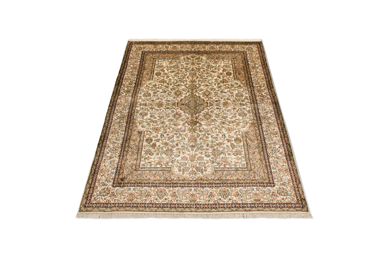 Silketeppe - Kashmir silke - 186 x 126 cm - beige