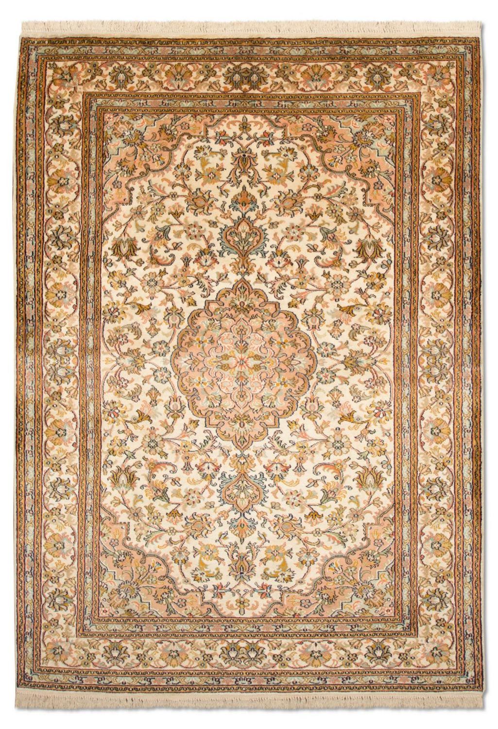 Zijden tapijt - Kashmir Silk - 184 x 124 cm - beige