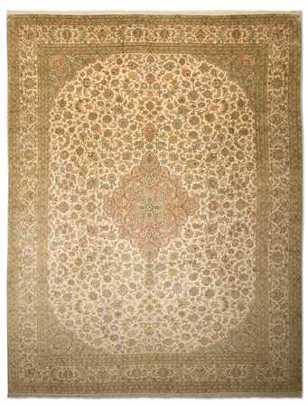 Zijden tapijt - Kashmir Silk - 335 x 243 cm - beige