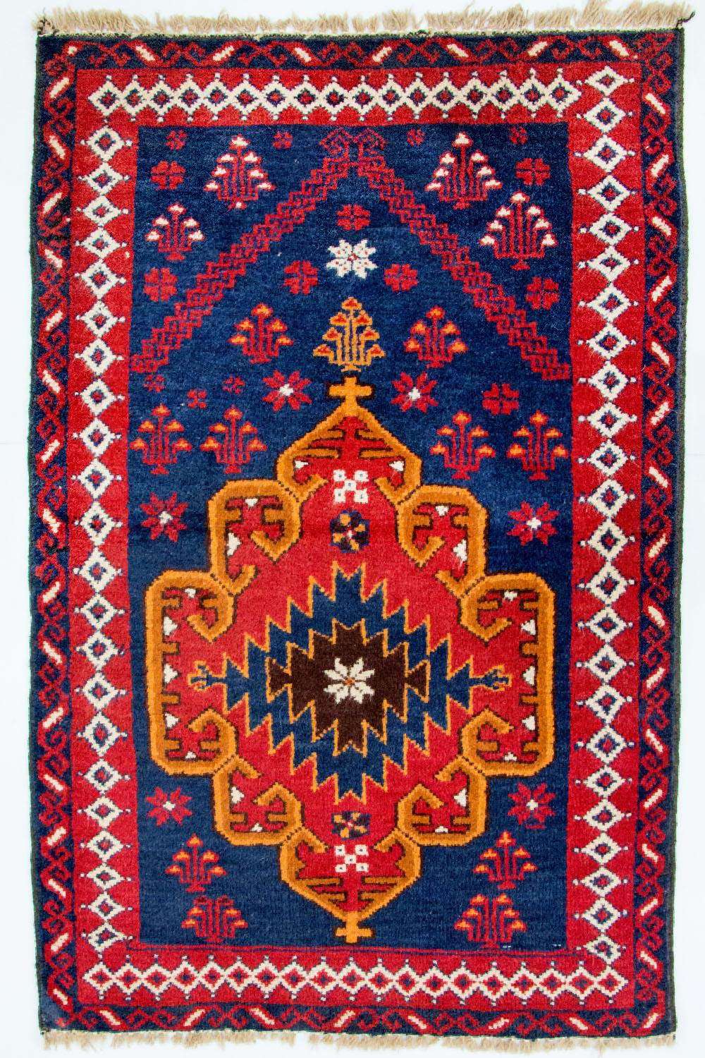 Balutsj-teppe - 130 x 82 cm - blå
