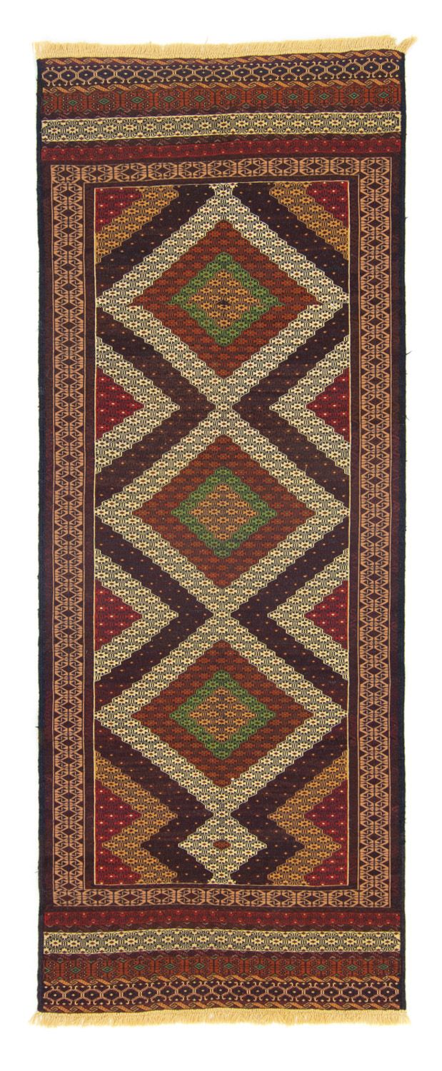 Corredor Tapete Kelim - Oriental - 222 x 85 cm - castanho