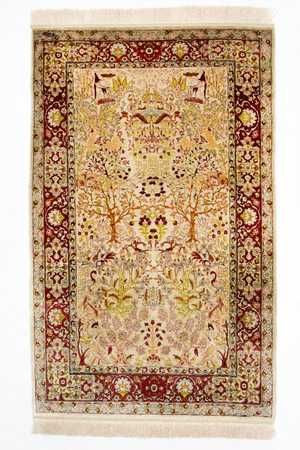 Jedwabny dywan - Hereke Silk - Premium - 150 x 92 cm - beżowy