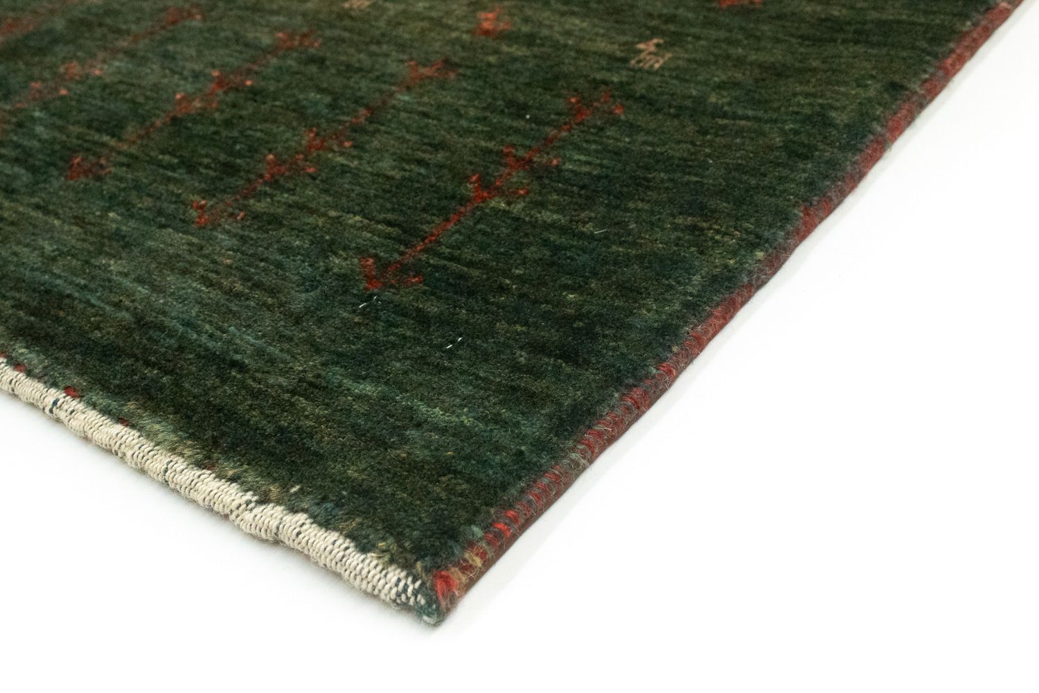 Corredor Tapete Gabbeh - Loribaft Persa - 209 x 87 cm - verde