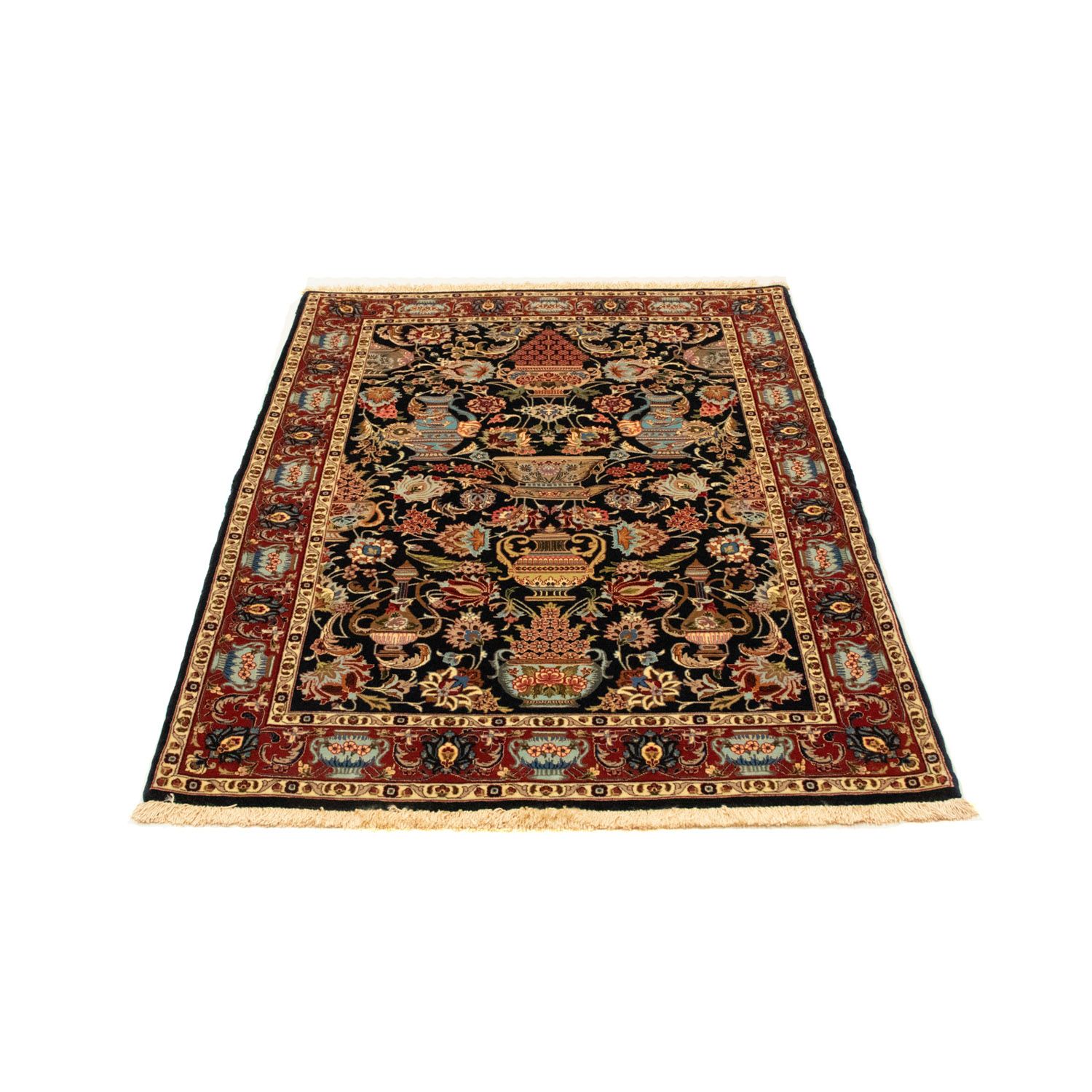 Tapis persan - Ghom - 158 x 102 cm - bleu foncé