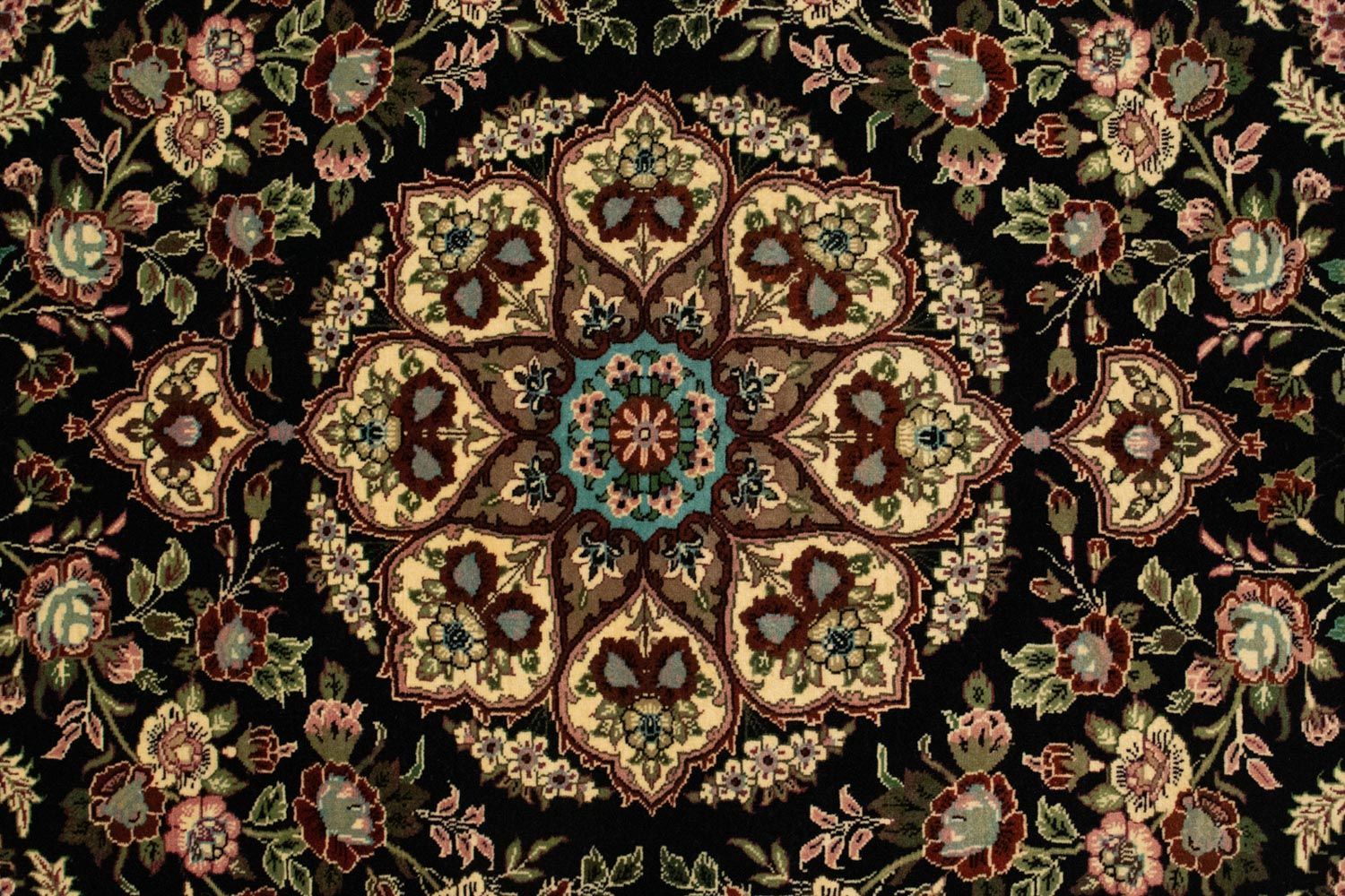 Alfombra persa - Ghom - 166 x 105 cm - negro