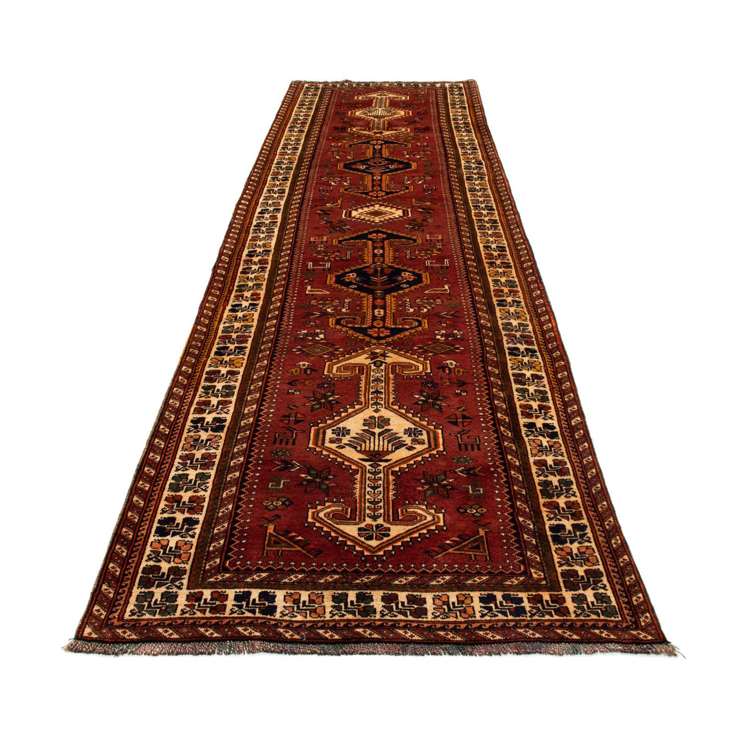 Tapis de couloir Tapis persan - Nomadic - 382 x 103 cm - marron