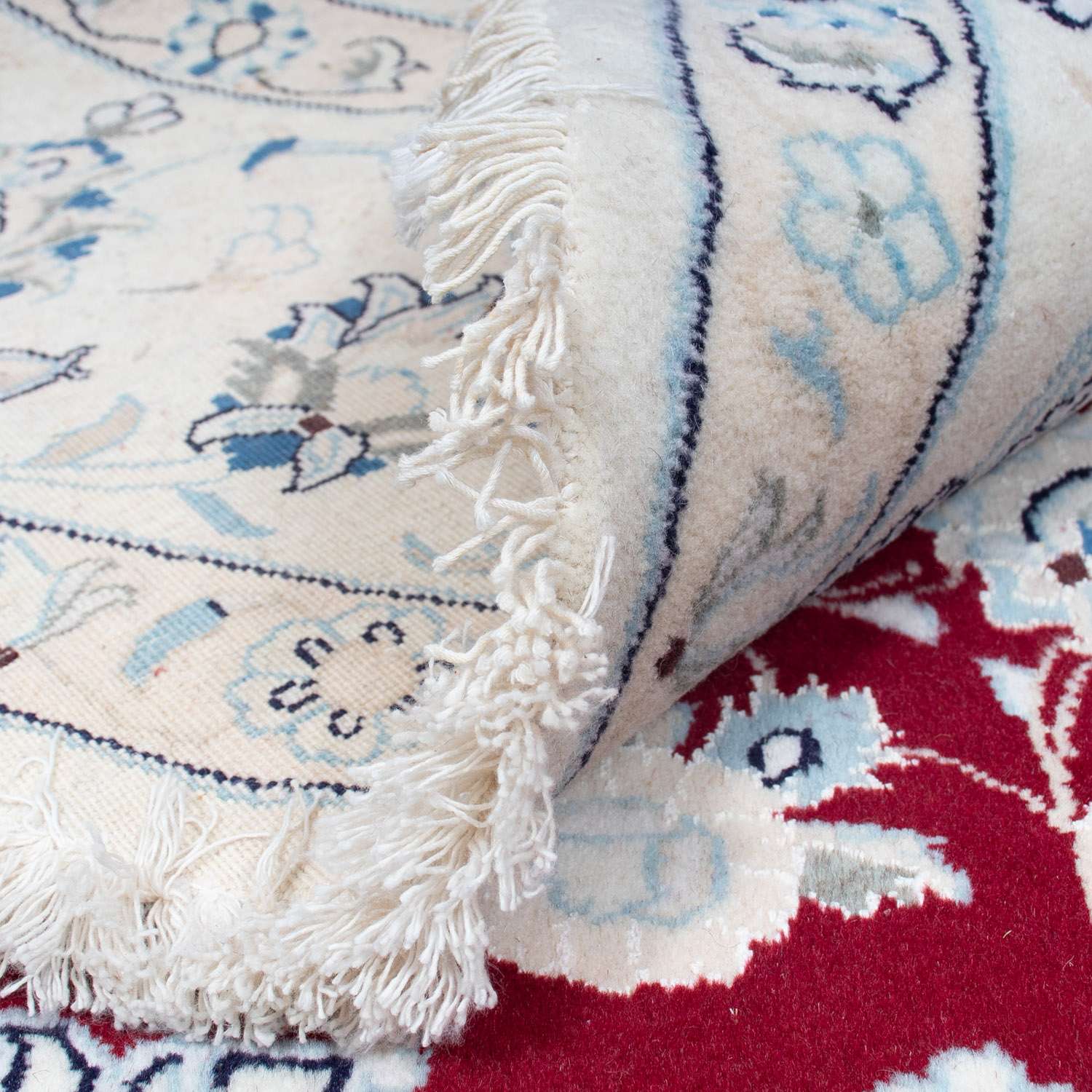 Persisk tæppe - Nain rundt  - 297 x 297 cm - mørkerød