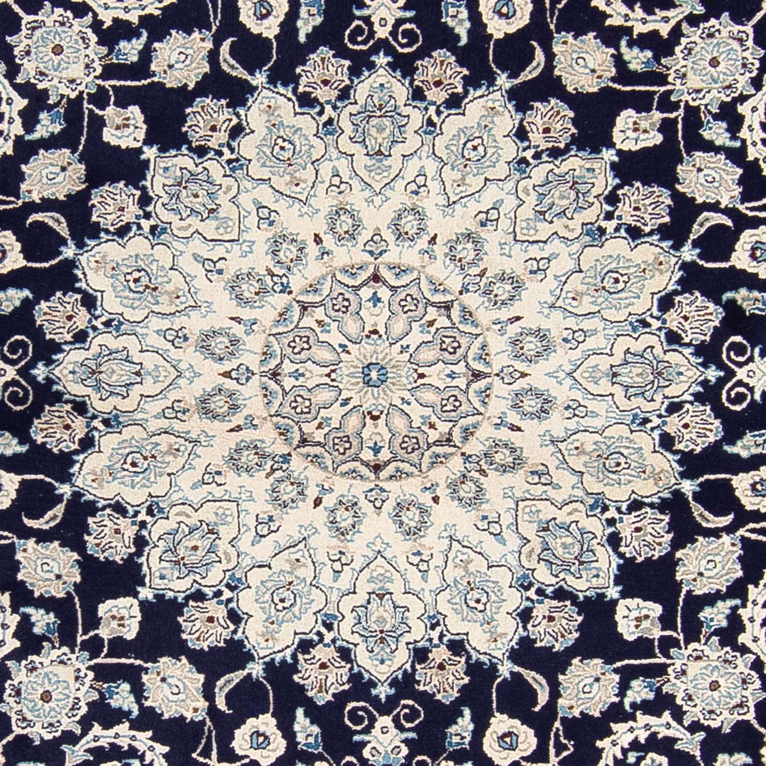Persisk tæppe - Nain rundt  - 295 x 295 cm - mørkeblå