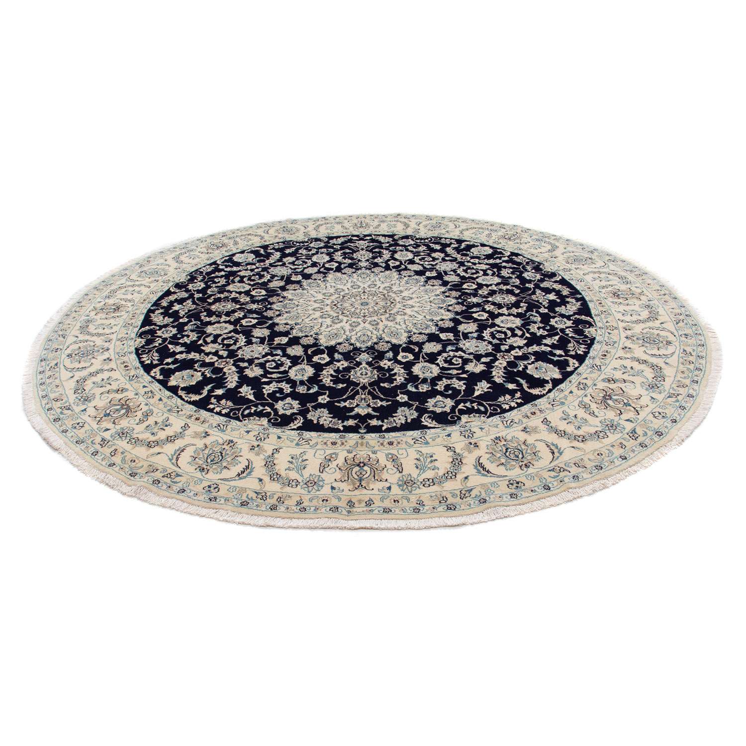 Dywan perski - Nain okrągły  - 295 x 295 cm - ciemnoniebieski