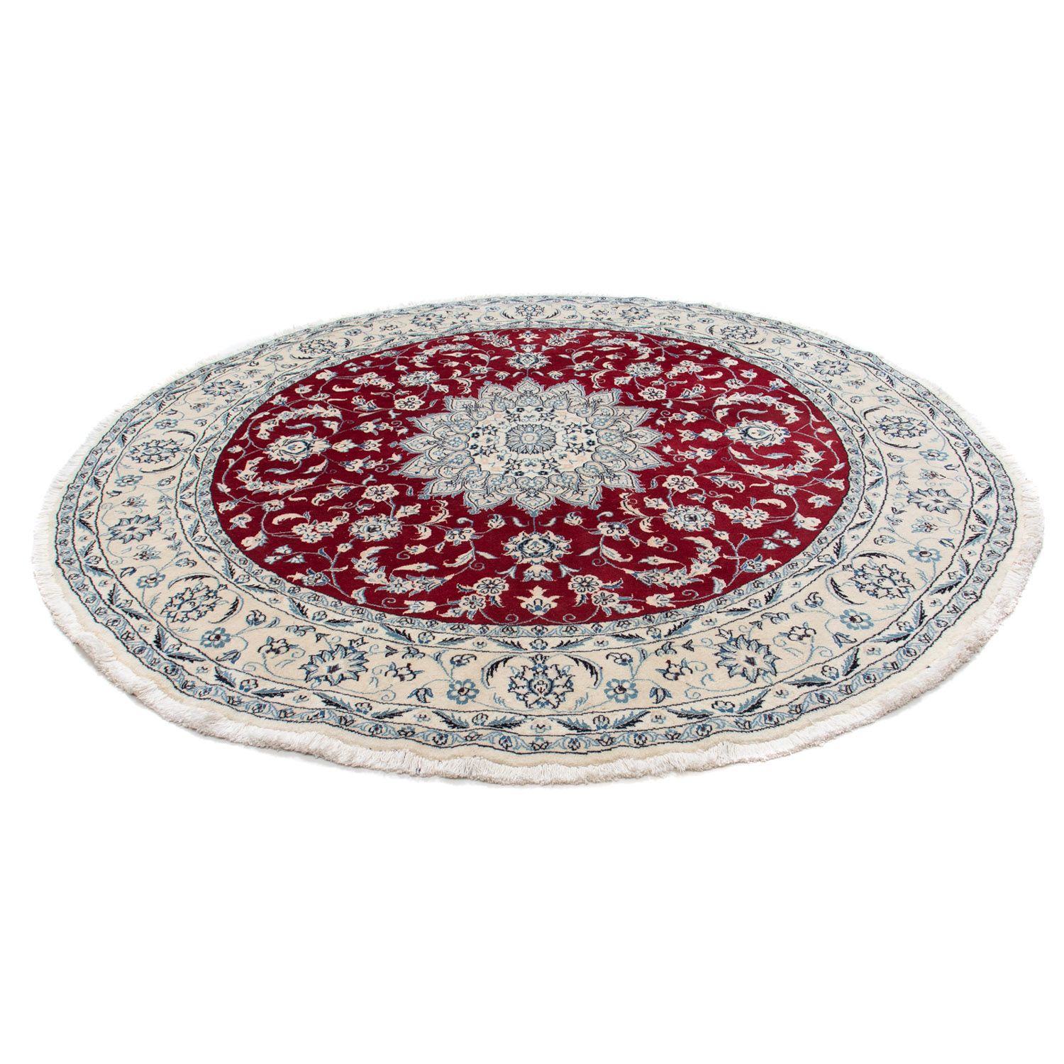 Tapis persan - Nain ronde  - 248 x 248 cm - rouge foncé