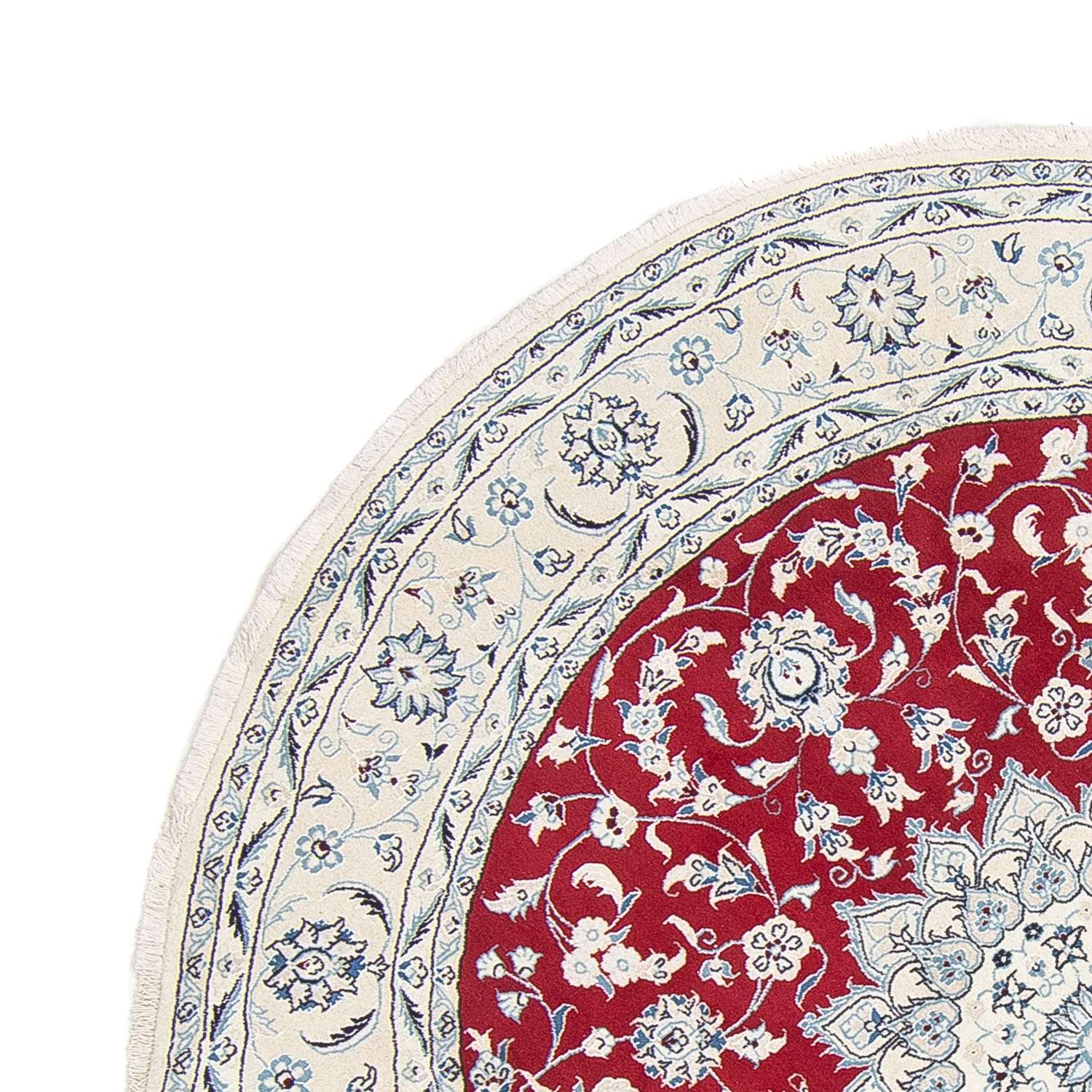 Tapis persan - Nain ronde  - 250 x 250 cm - rouge foncé