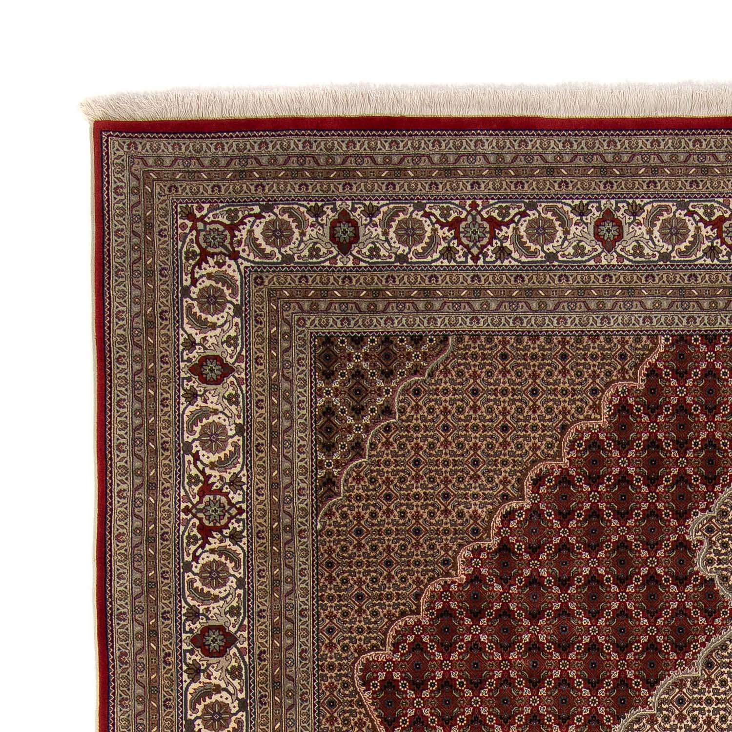 Persisk tæppe - Tabriz - 304 x 241 cm - mørkerød