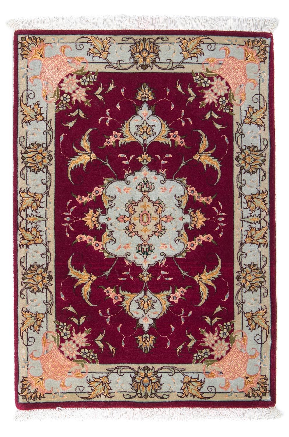 Tapis persan - Tabriz - Royal - 90 x 60 cm - rouge foncé