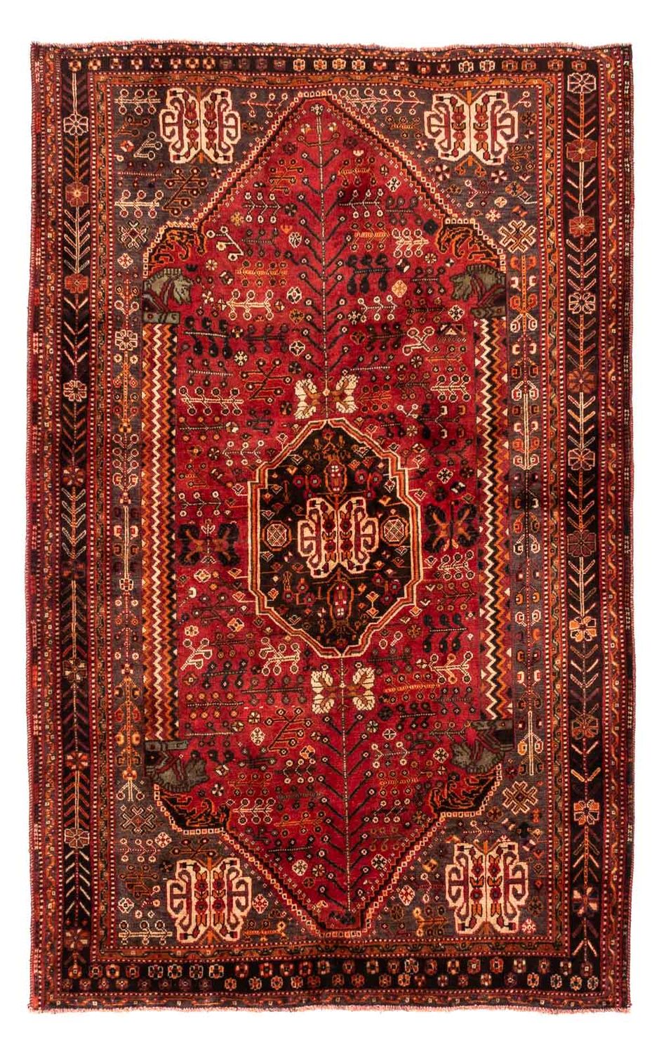 Tapis persan - Nomadic - 253 x 160 cm - rouge foncé