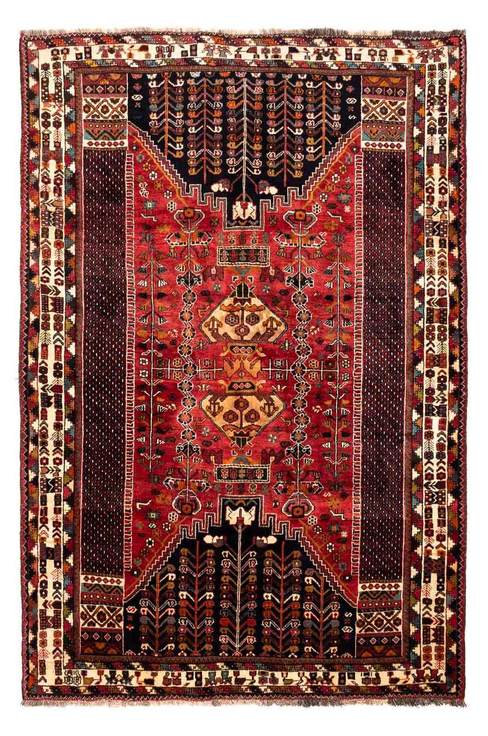 Persisk tæppe - Nomadisk - 255 x 175 cm - mørkerød