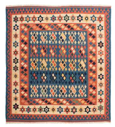 Kelim Rug - Oriental square  - 212 x 197 cm - blue