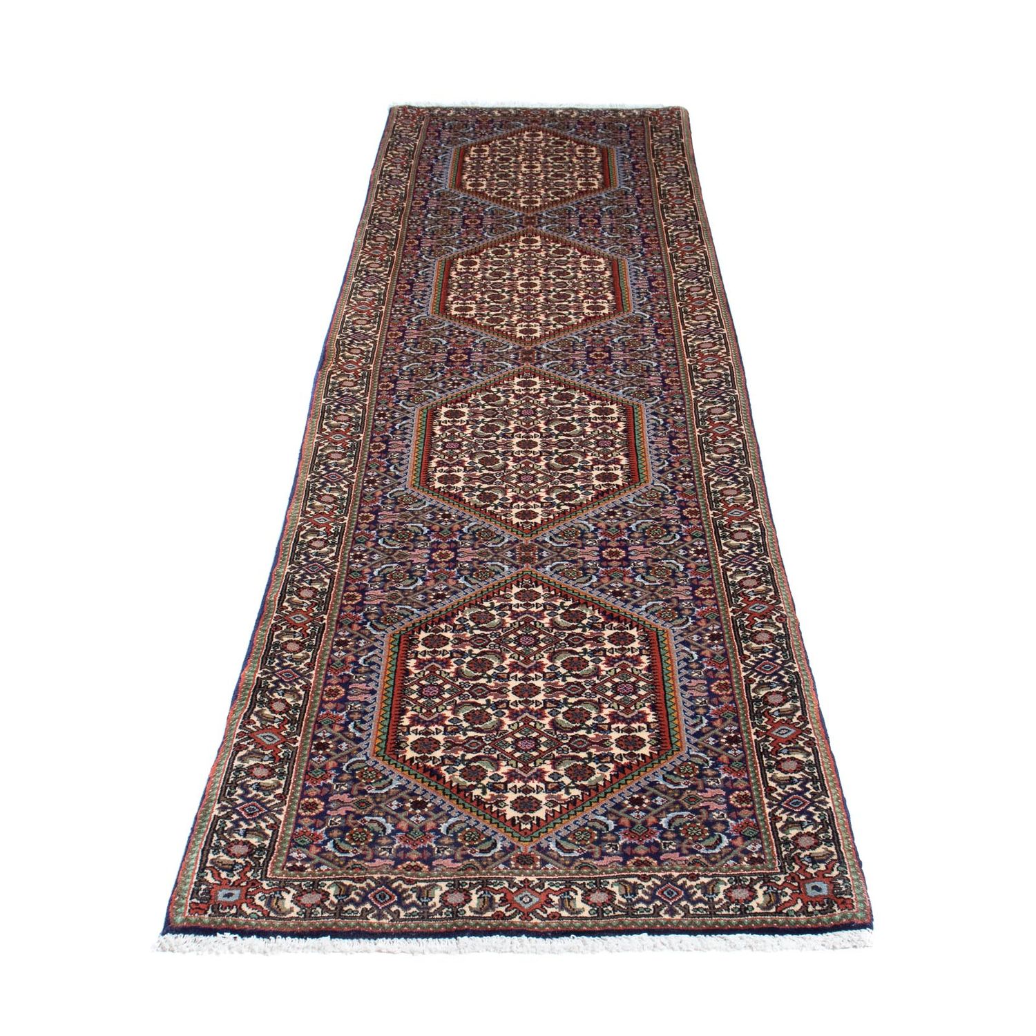 Tapis de couloir Tapis persan - Bidjar - 255 x 69 cm - bleu